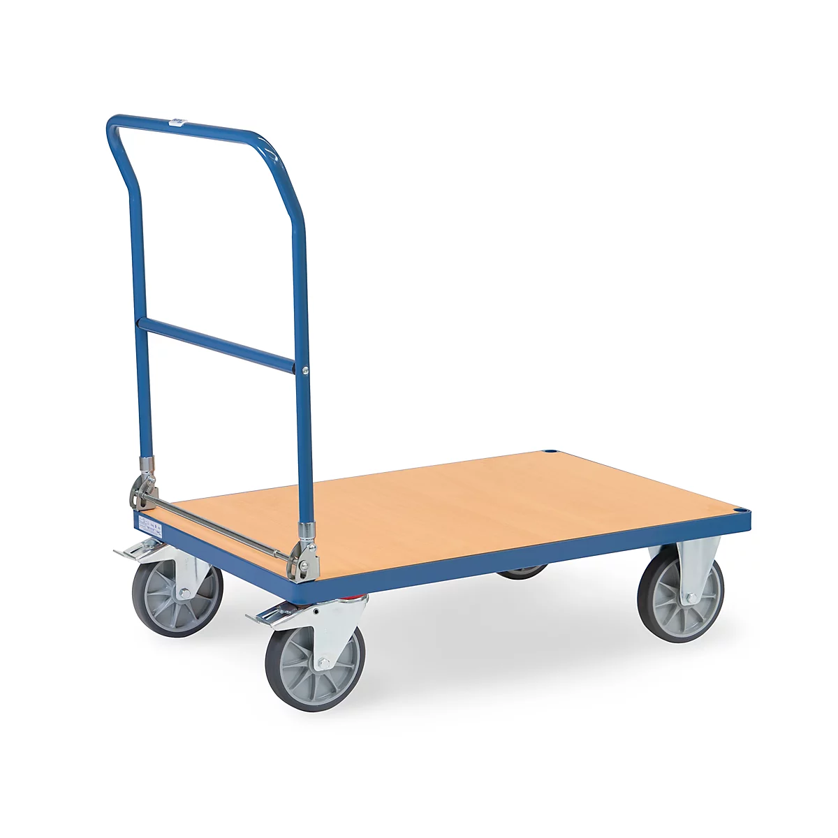 fetra® Klappwagen, Ladefläche Holzwerkstoff, je 2 Lenk- & Bockrollen, 1000 x 700 mm