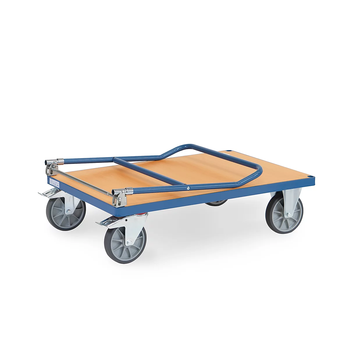 fetra® Klappwagen, Ladefläche Holzwerkstoff, je 2 Lenk- & Bockrollen, 1000 x 700 mm