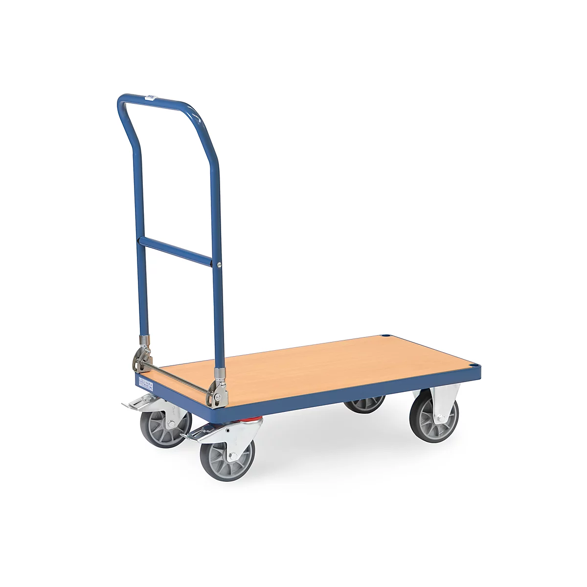fetra® Klappwagen, Ladefläche Holzwerkstoff, je 2 Lenk- & Bockrollen, 850 x 500 mm