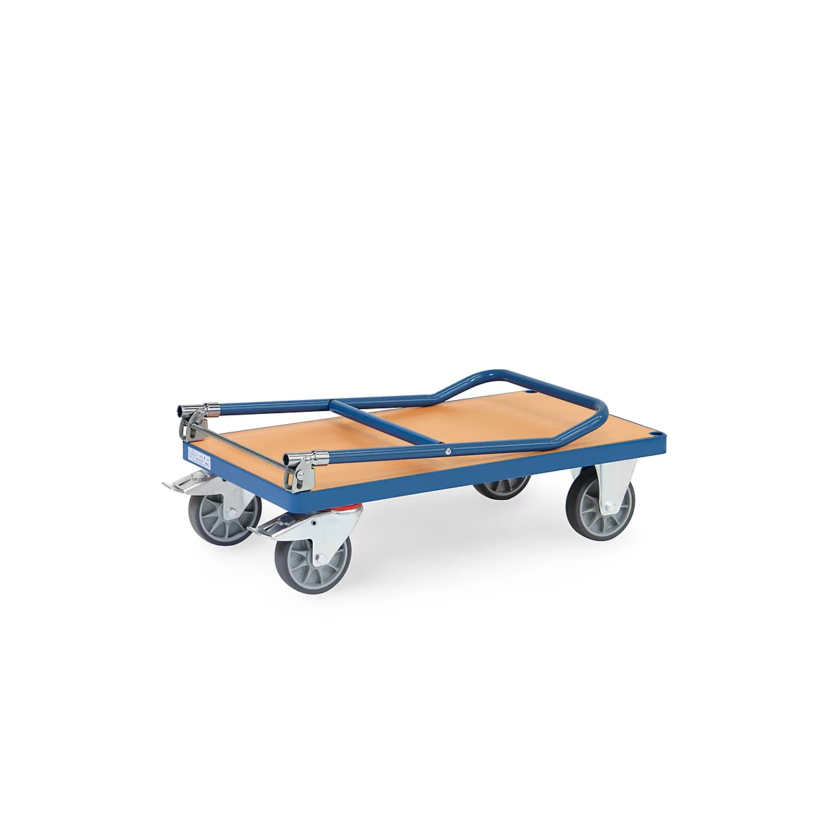 fetra® Vouwwagen, houten laadvlak, 2 zwenk- en bokwielen elk, 850 x 500 mm