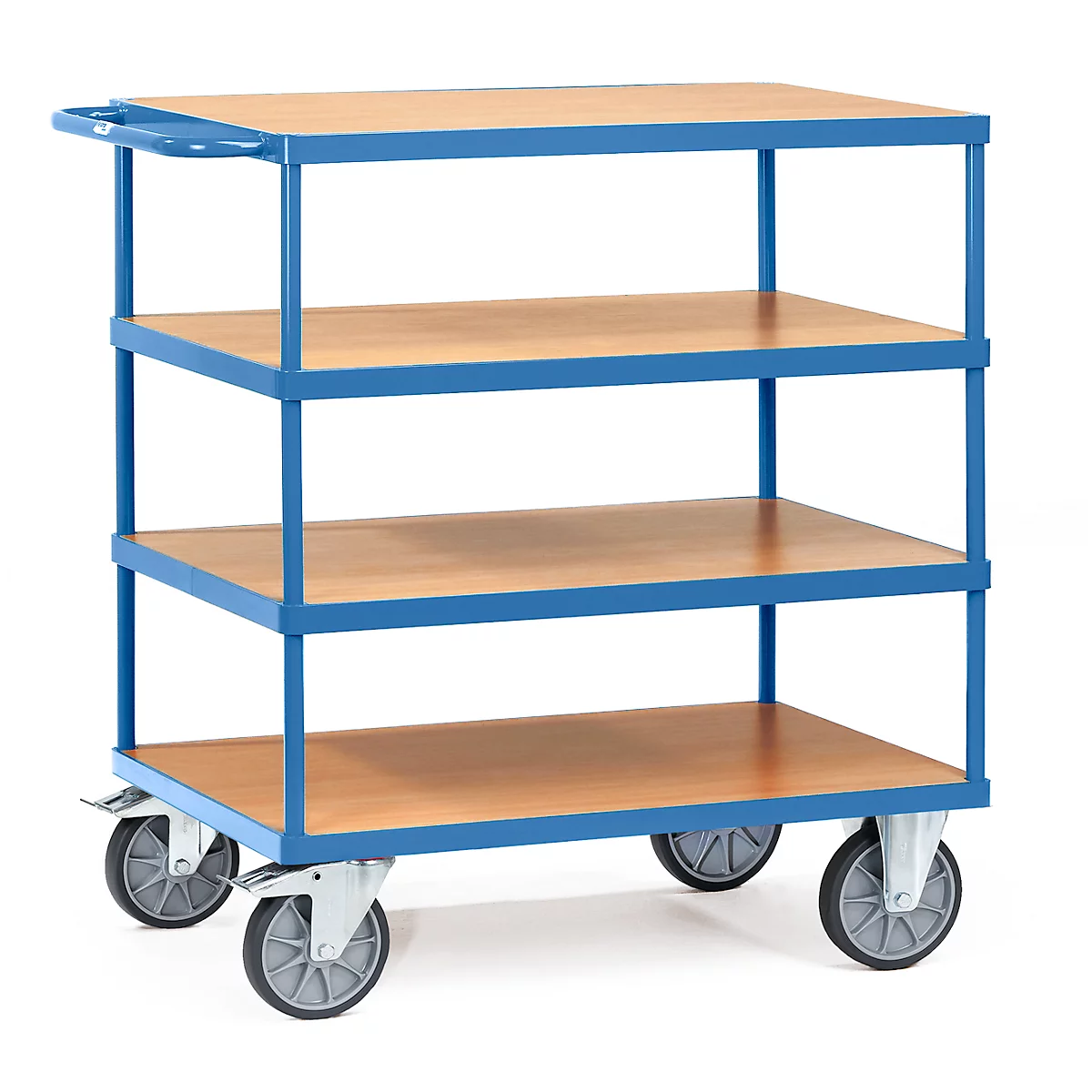 fetra zware tafelwagen, staal, blauw, 4 etages, L 1197 x B 709 x H 1218 mm, tot 600 kg