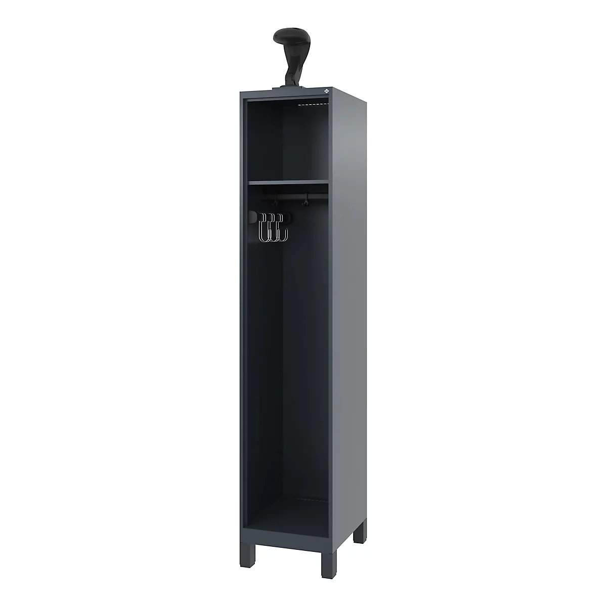Feuerwehrspind C+P Evolo EXPERT, 1 Abteil, B 400 x T 500 x H 1850 mm, RAL 7016 Anthrazitgrau/RAL 7021 Schwarzgrau