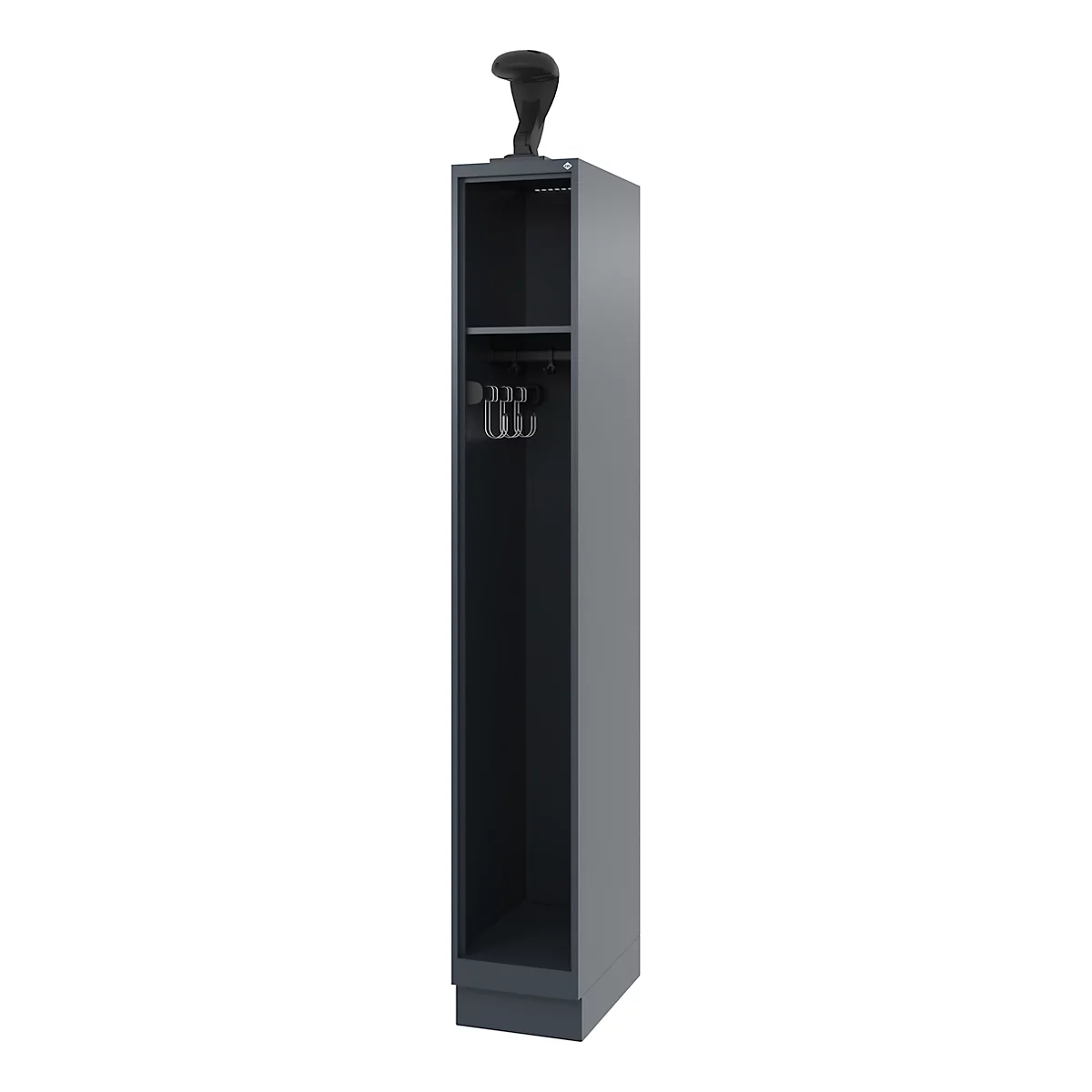 Feuerwehrspind C+P Evolo EXPERT, 1 Abteil, mit Sockel, B 300 x T 500 x H 1950 mm, RAL 7016 Anthrazitgrau/RAL 7016 Anthrazitgrau