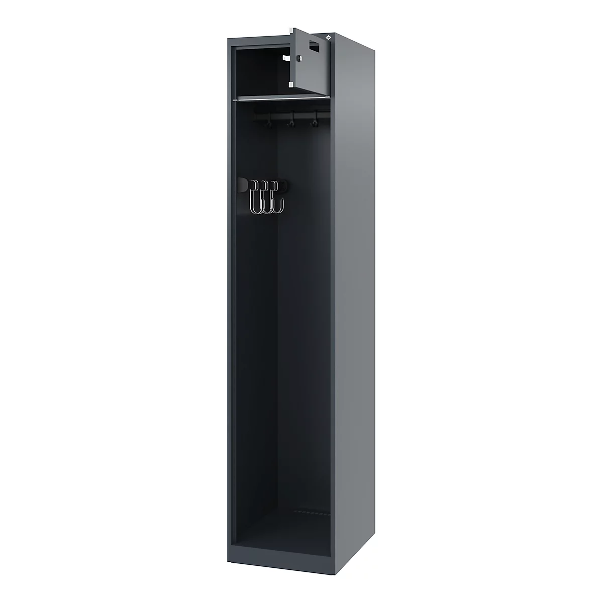 Feuerwehrspind C+P Evolo PRAKTUS, 1 Abteil, mit Sockel, Bodengleiter, B 400 x T 500 x H 1850 mm, RAL 7016 Anthrazitgrau