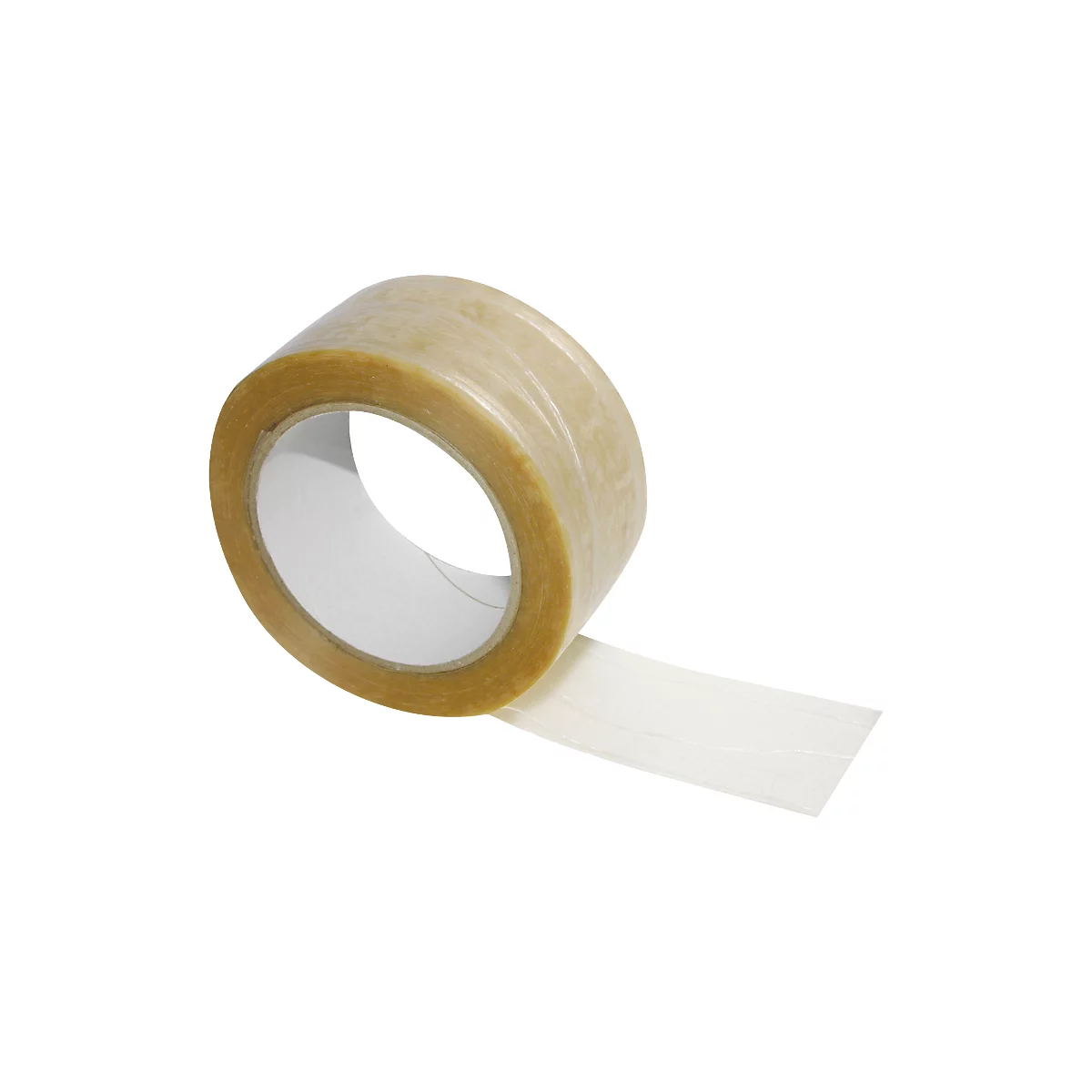 A roll of brown adhesive tape, partially unrolled.