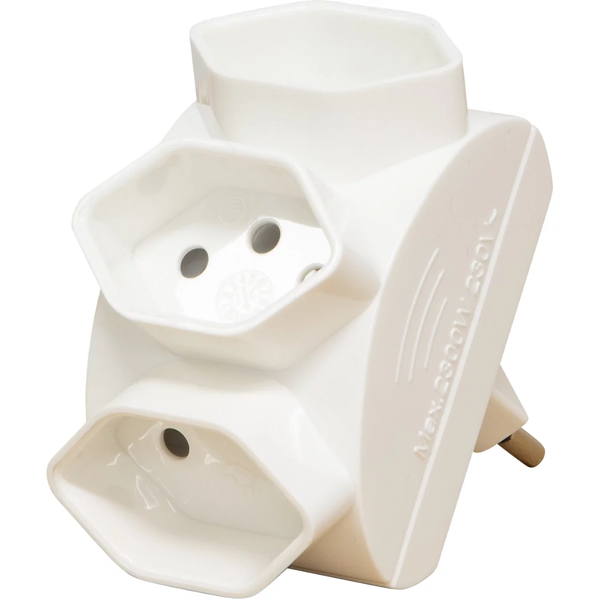 Fiche de dérivation brennenstuhl®, 3x, en forme d'étoile, IP20, plastique, blanc