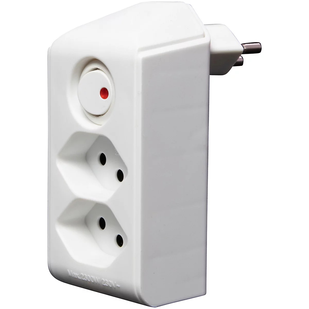 Fiche de dérivation brennenstuhl® cleverLINE, 2x, pivotant sur 300°, avec interrupteur éclairé, sans accroche, IP20, plastique, blanc
