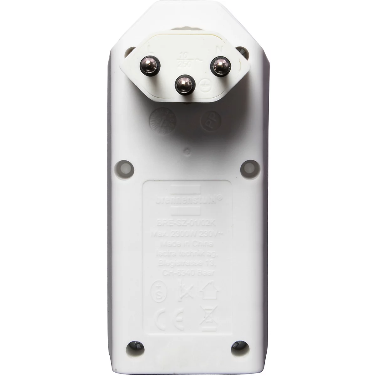 Fiche de dérivation brennenstuhl® cleverLINE, 2x, pivotant sur 300°, avec interrupteur éclairé, sans accroche, IP20, plastique, blanc