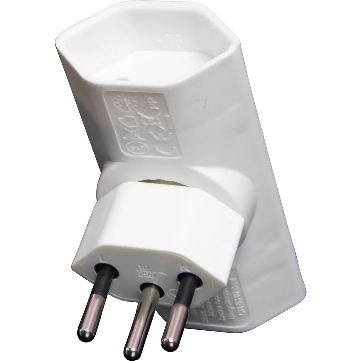 Fiche de dérivation brennenstuhl® cleverLINE, extra-plate, 2x, pivotante sur 300°, sans accroche, IP20, plastique, blanc