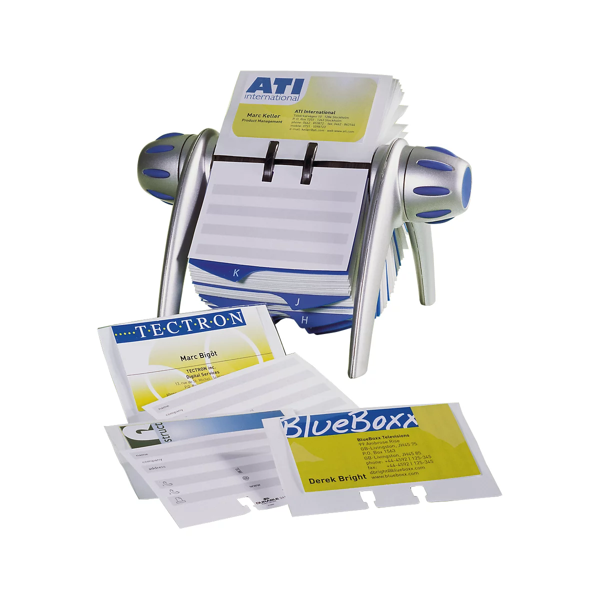 Fichier rotatif pour cartes de visite Visifix-Flip DURABLE, pour 200 cartes, coloris aluminium