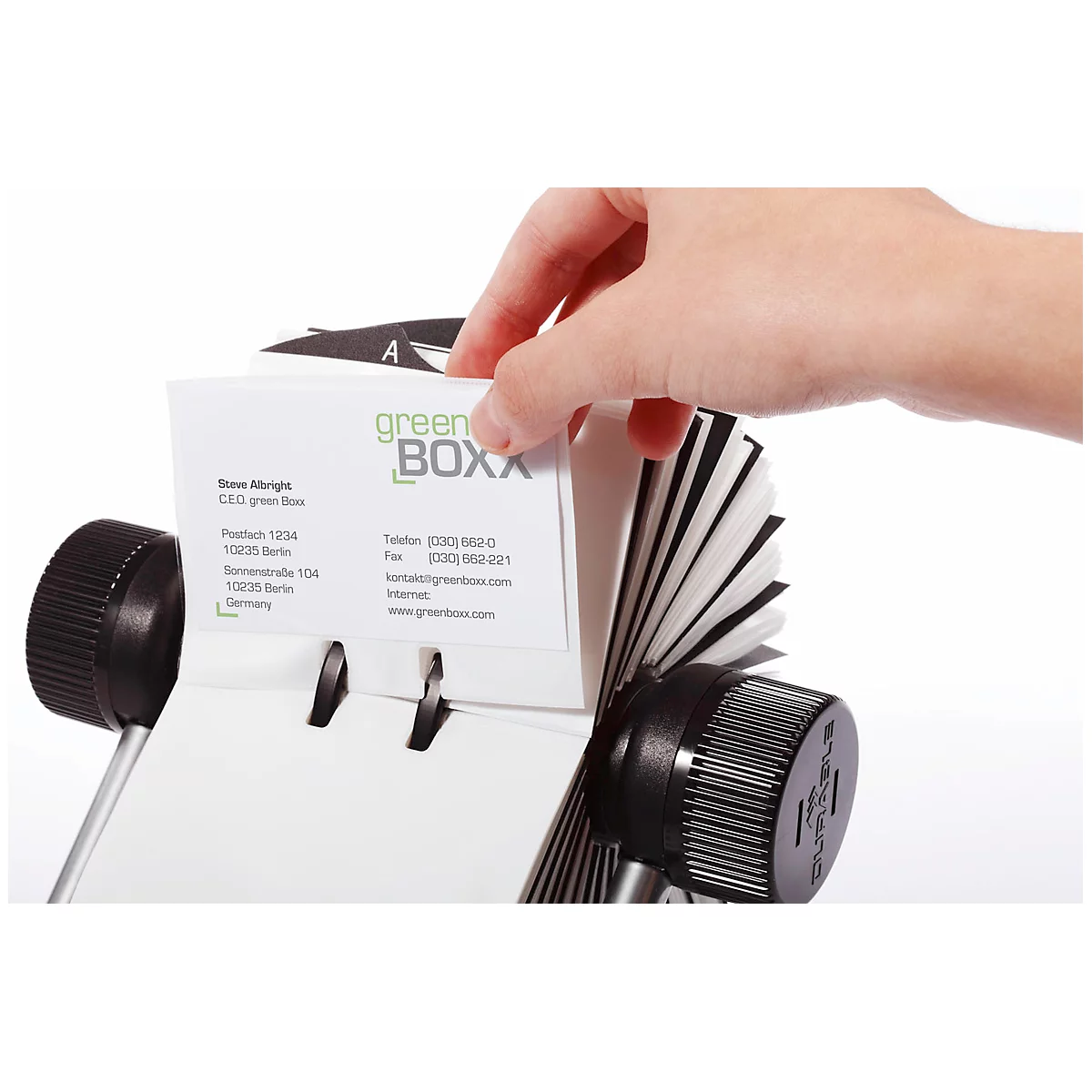 Fichier rotatif pour cartes de visites VISIFIX DURABLE, pour 400 cartes, argenté
