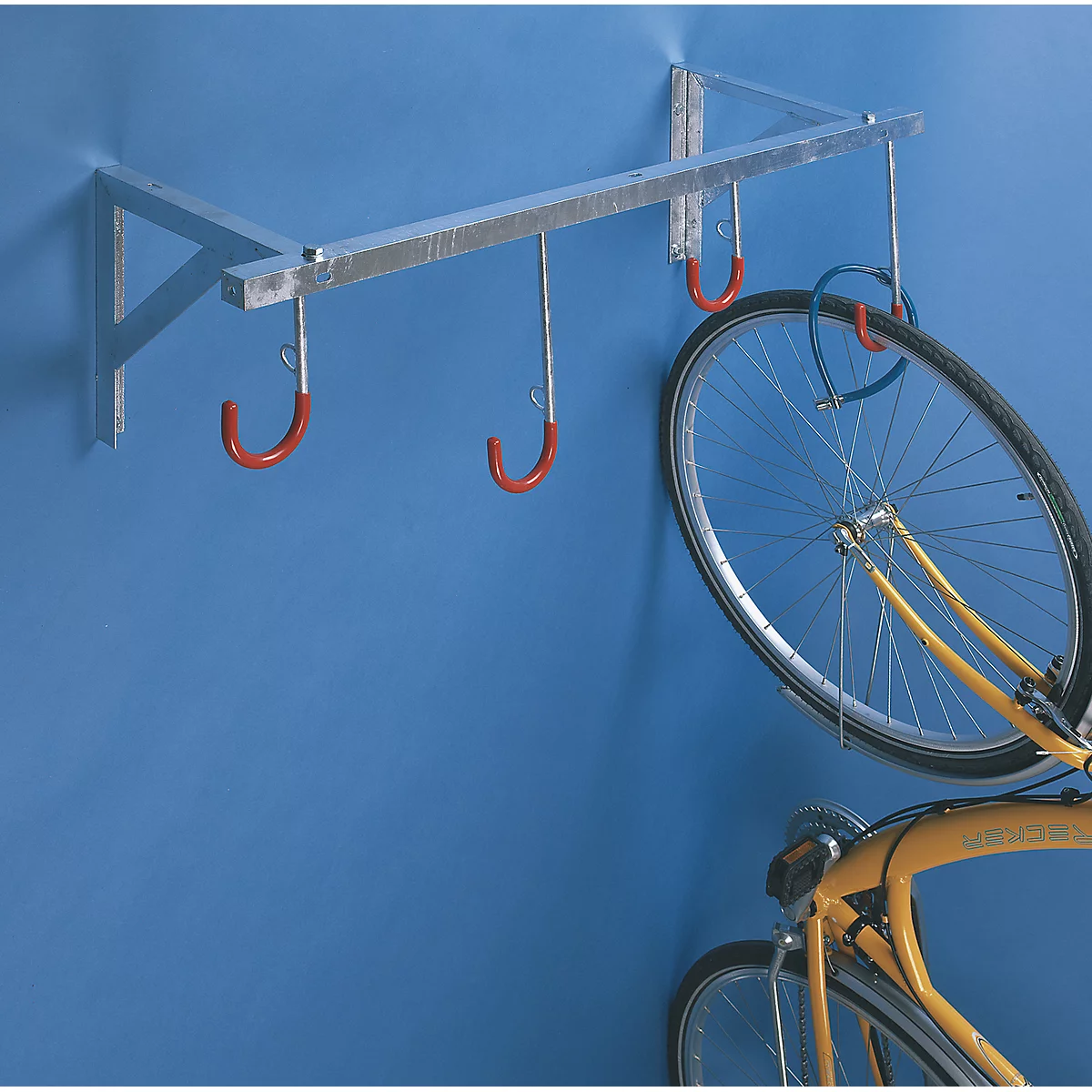 Fiets-ophangsysteem WSM, 1-zijdig, voor banden tot B 65 mm, B 1200 x D 350 x H 350 mm, Diefstalbeveiliging, staal, 4 ophangplekken