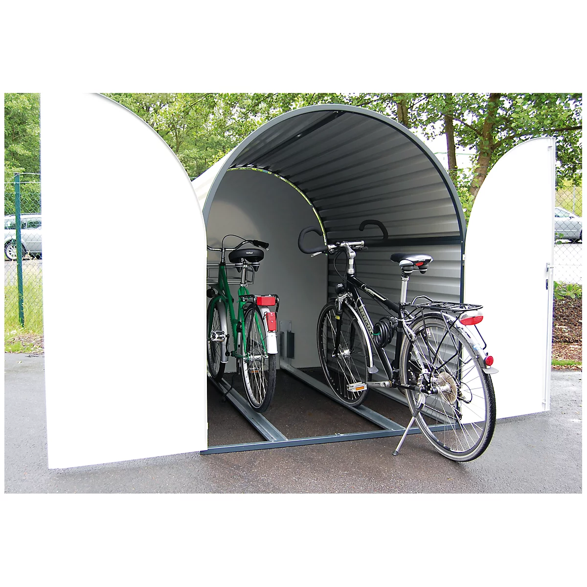 Fietsenhok BikeBox, plaatstaal-constructie