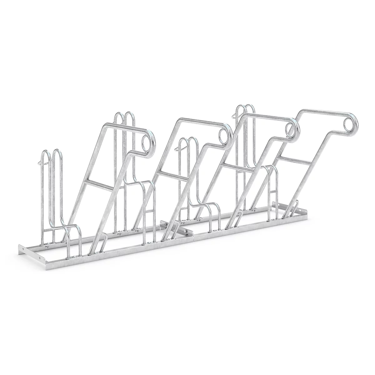 Fietsenrek WSM, 1-zijdig, voor banden tot B 55 mm, B 2000 x D 390 x H 800 mm, staal gegalvaniseerd, 4 parkeerplekken