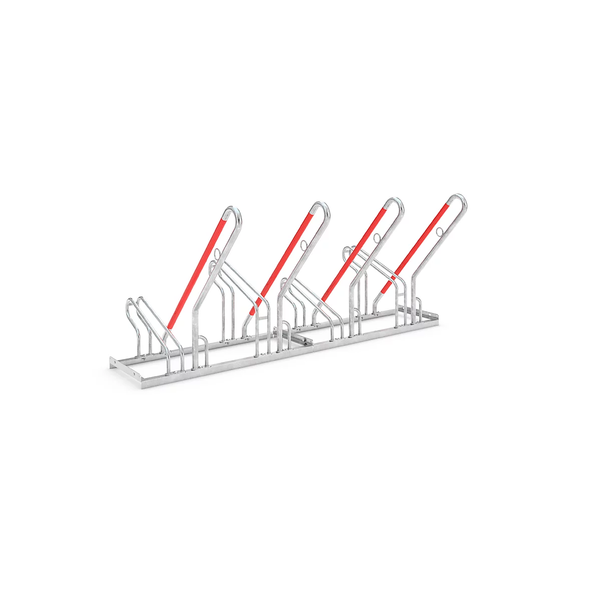 Fietsenrek WSM, 1-zijdig, voor banden tot B 55 mm, B 2000 x D 550 x H 854 mm, staal gegalvaniseerd, 4 parkeerplekken