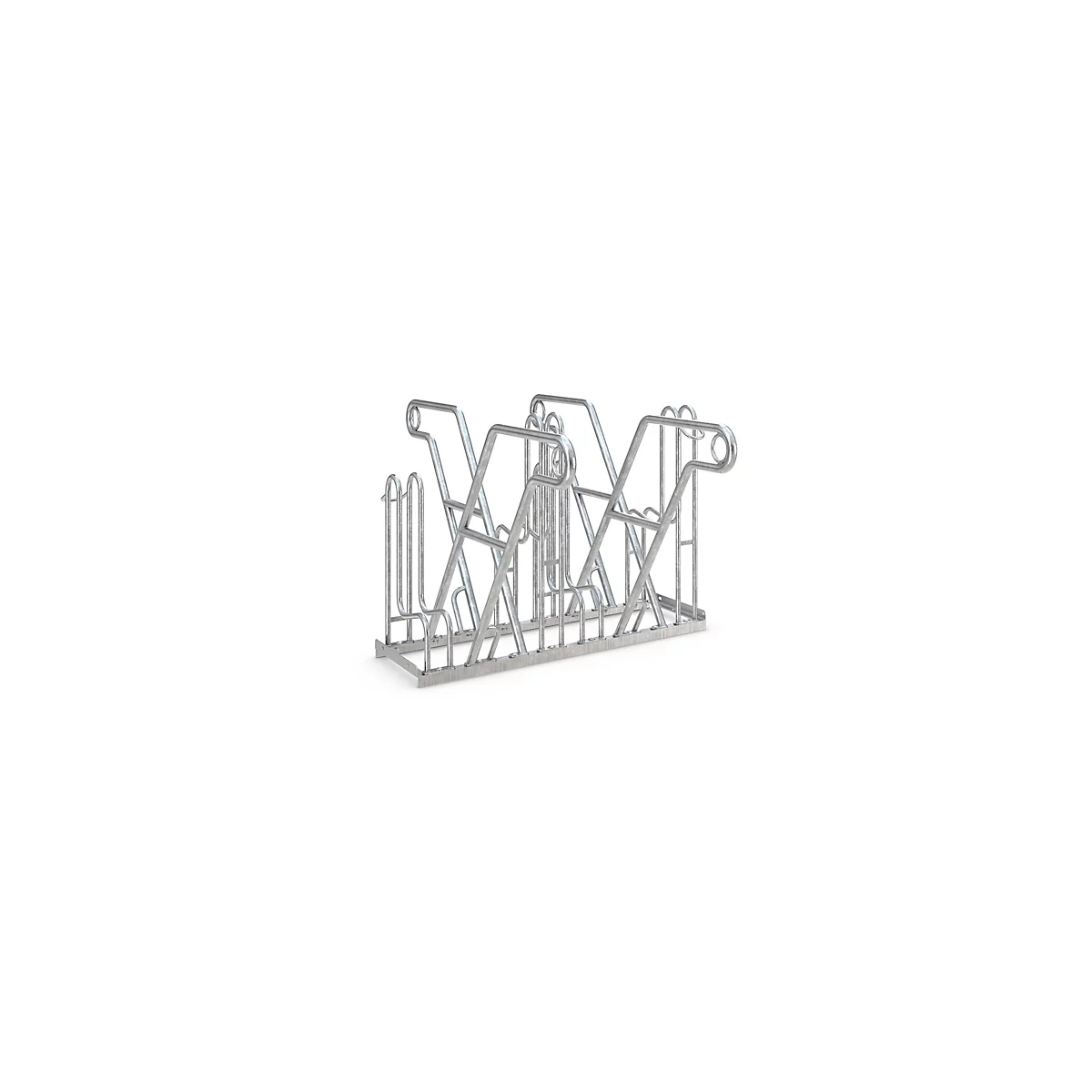 Fietsenrek WSM, 2-zijdig, voor banden tot B 55 mm, B 1080 x D 390 x H 800 mm, staal gegalvaniseerd, 4 parkeerplekken