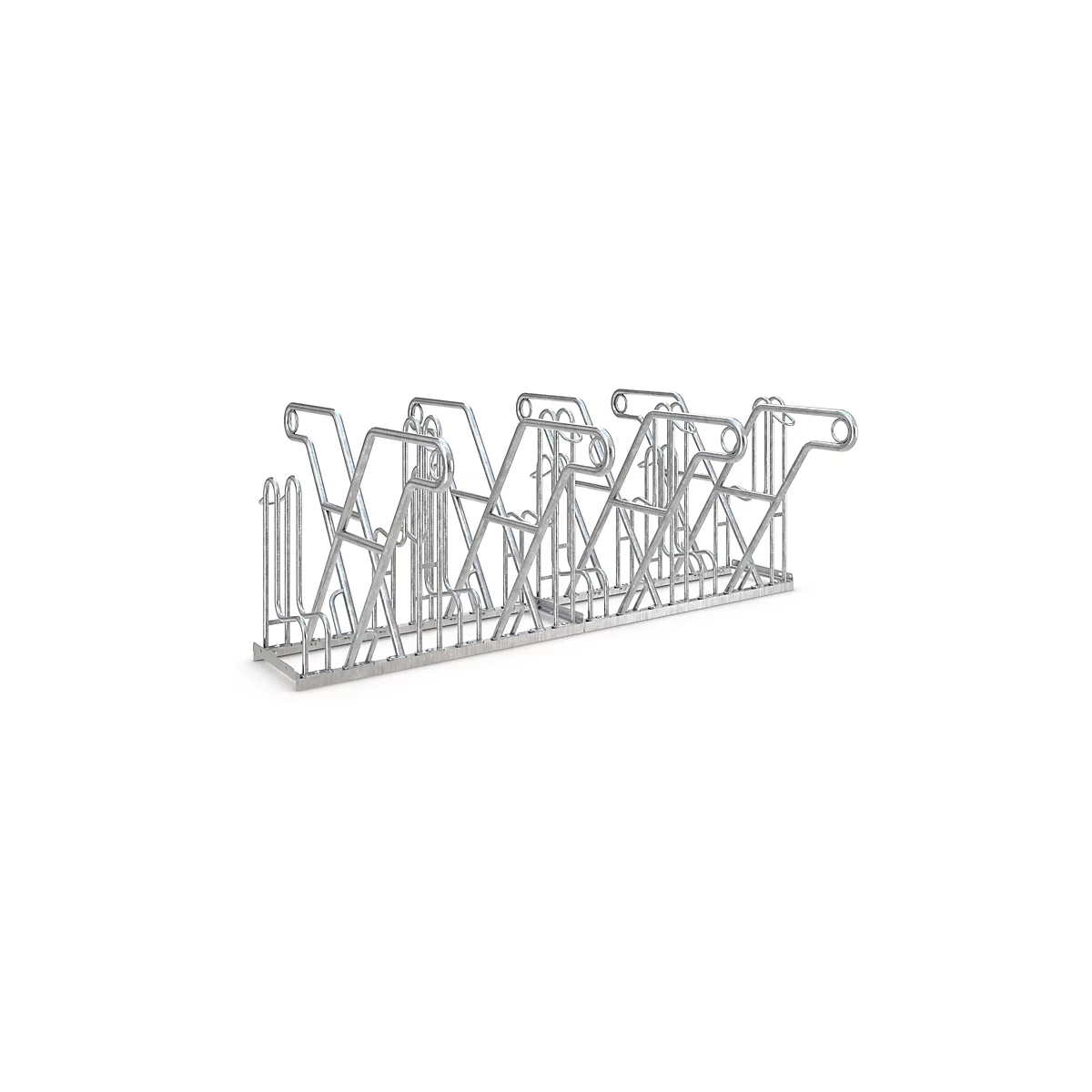 Fietsenrek WSM, 2-zijdig, voor banden tot B 55 mm, B 2160 x D 390 x H 800 mm, staal gegalvaniseerd, 8 parkeerplekken