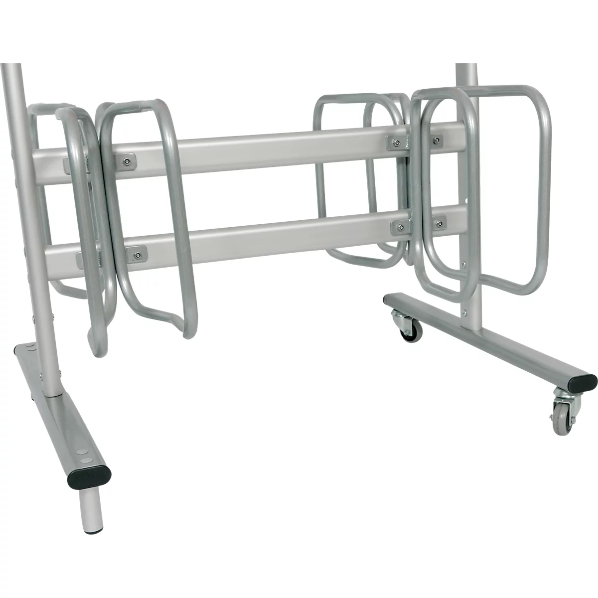 Fietsrek met informatiebord Economy – voor 4 fietsen - voor A1 formaat - inklapbaar frame - zilver
