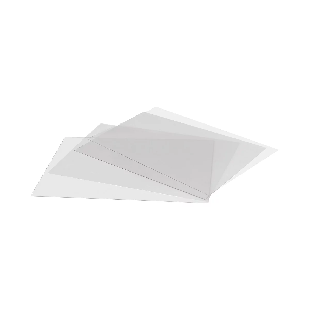 Plusieurs feuilles transparentes se chevauchent, dans un arrangement en éventail.