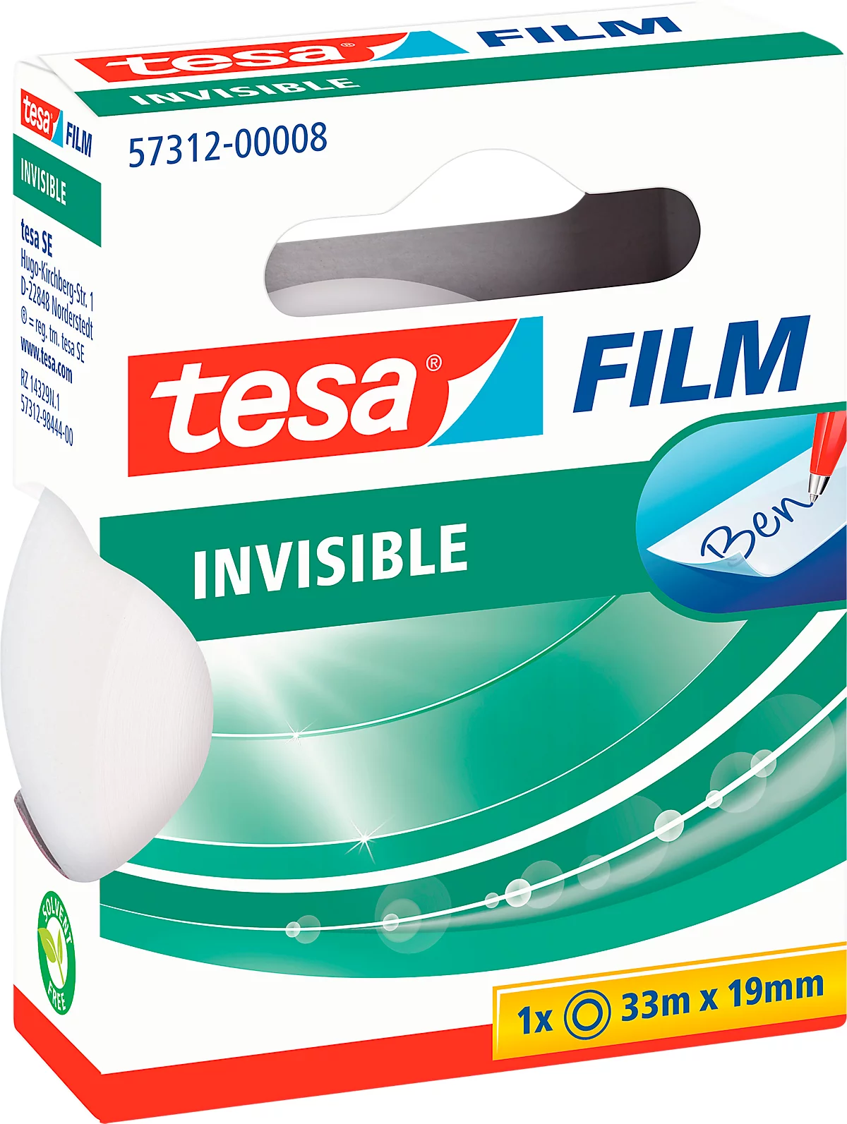 Film TESA, mat/invisible, 33 m x 19 mm, 10 rouleaux