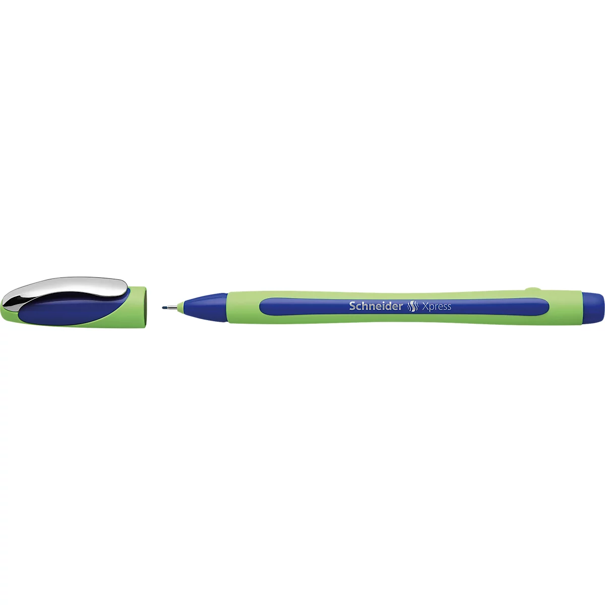 Fineliner Schneider Xpress, Strichstärke 0,8 mm, dokumentenecht, ergonomisch geformt, Kunststoff & Edelstahl, Schreibfarbe blau, 10 Stück