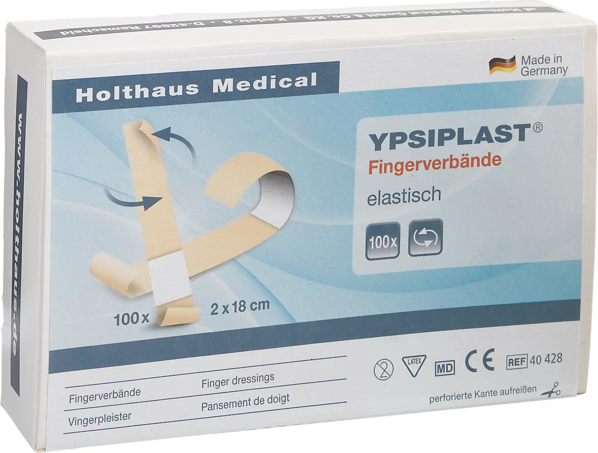 Fingerverband YPSIPLAST®, 100 Stück, 20 x 180 mm, für hohe mechanische Bewegung, elastisch, hautfarbenes Gewebe