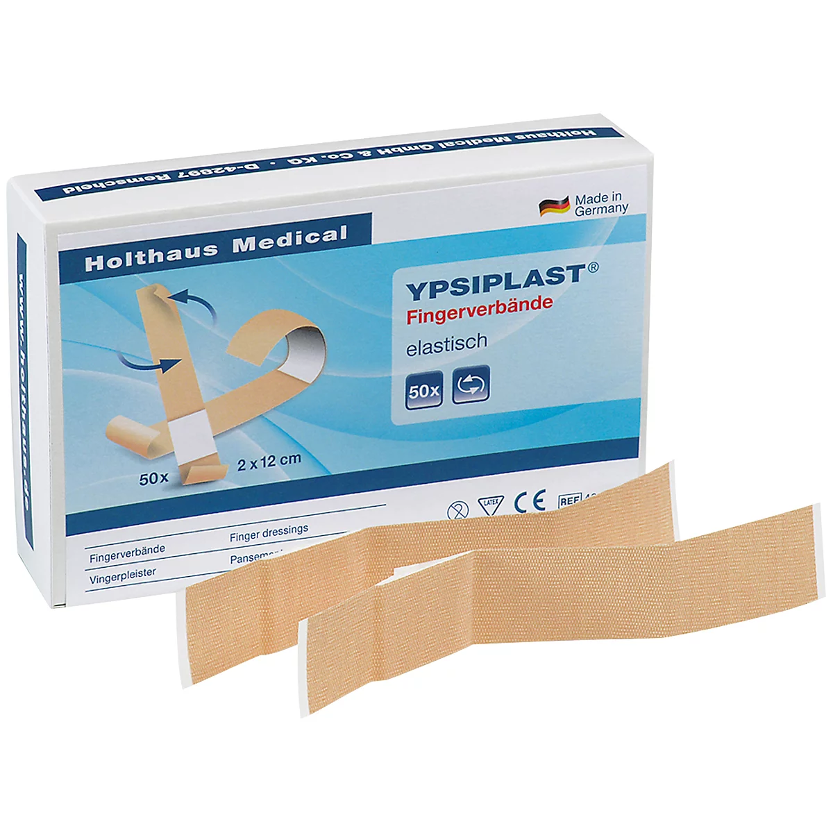 Fingerverband YPSIPLAST®, 100 Stück, 30 x 120 mm, für hohe mechanische Bewegung, elastisch, hautfarbenes Gewebe