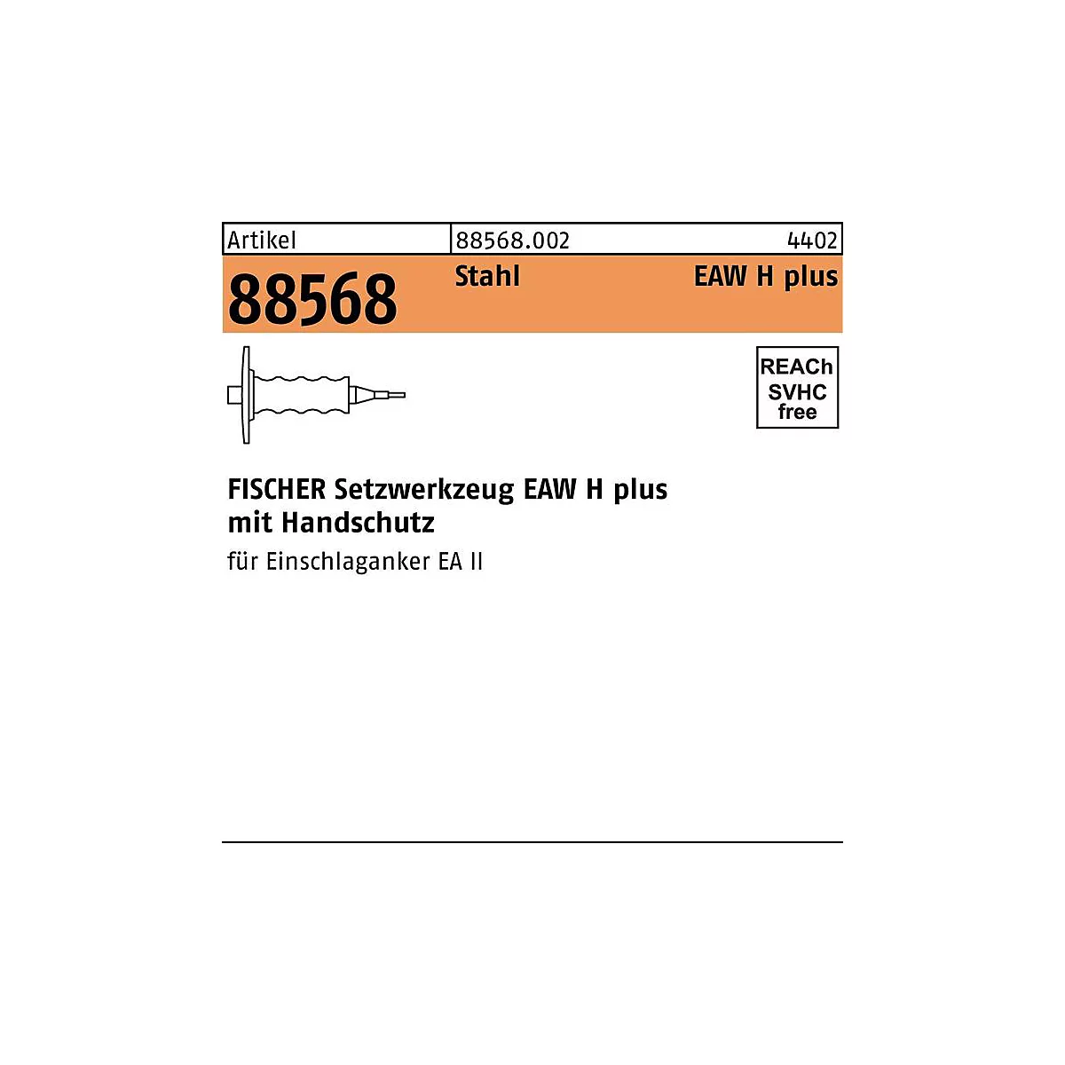 FISCHER Setzwerkzeug EAW H plus, Stahl, Ø 10 mm, mit Handschutz, 1 Stück