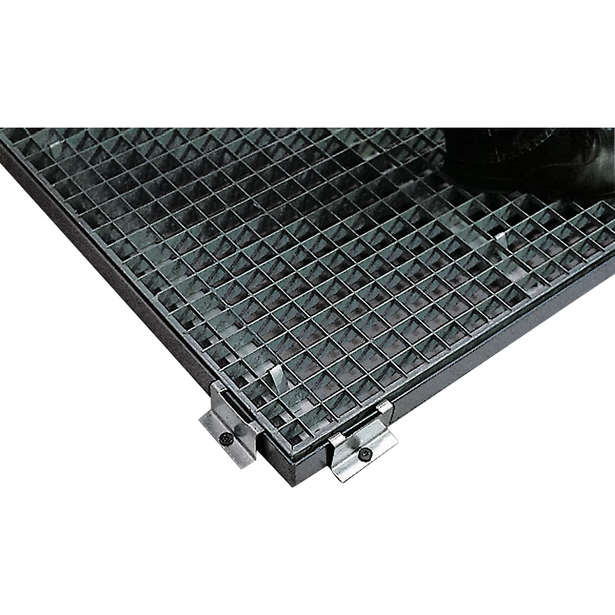 Fixation de bord pour éléments de sol asecos de hauteur 78 mm, en acier galvanisé, L 20 x P 80 mm