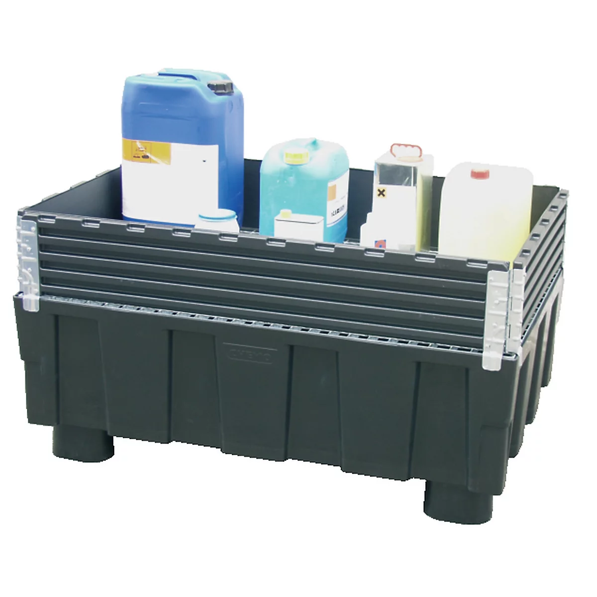 Fixation de la cuvette pour cuvette CEMO Euro-PE 250/2, noir, L 1200 x P 800 x H 205 mm