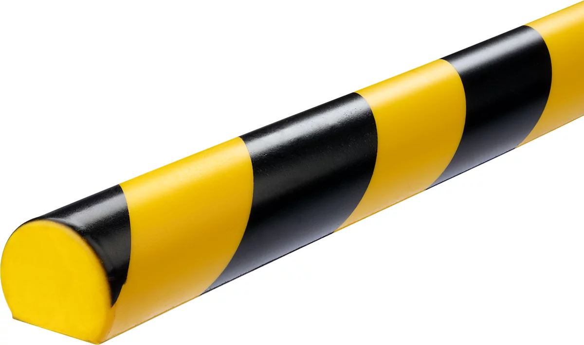 Flächenschutzprofil Durable S32R, halbrund, Klebefläche 32 mm, selbstklebend, für Innen- & Außenbereich, L 1000 mm, PU-Schaum, gelb/schwarz