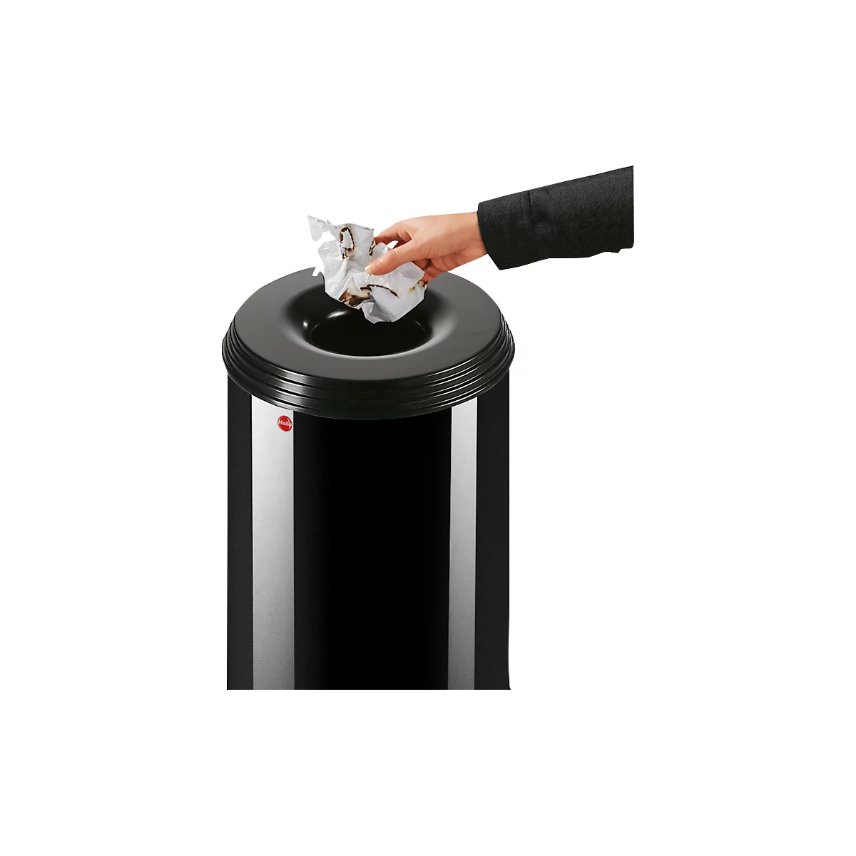 Flammverlöschender Papierkorb, 15 l, schwarz