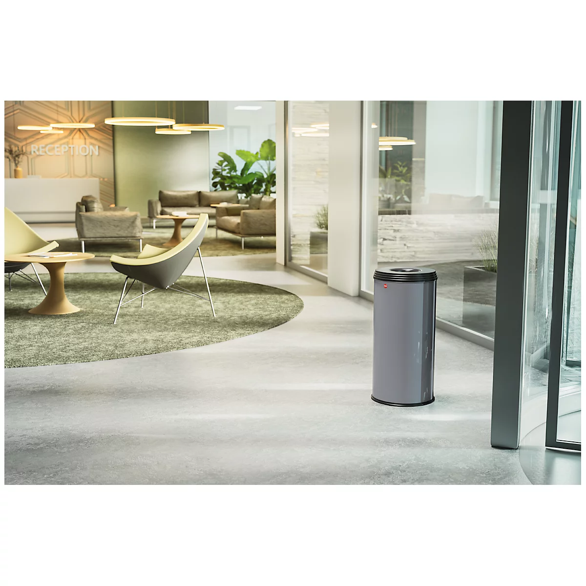 Flammverlöschender Papierkorb, 50 l, silber
