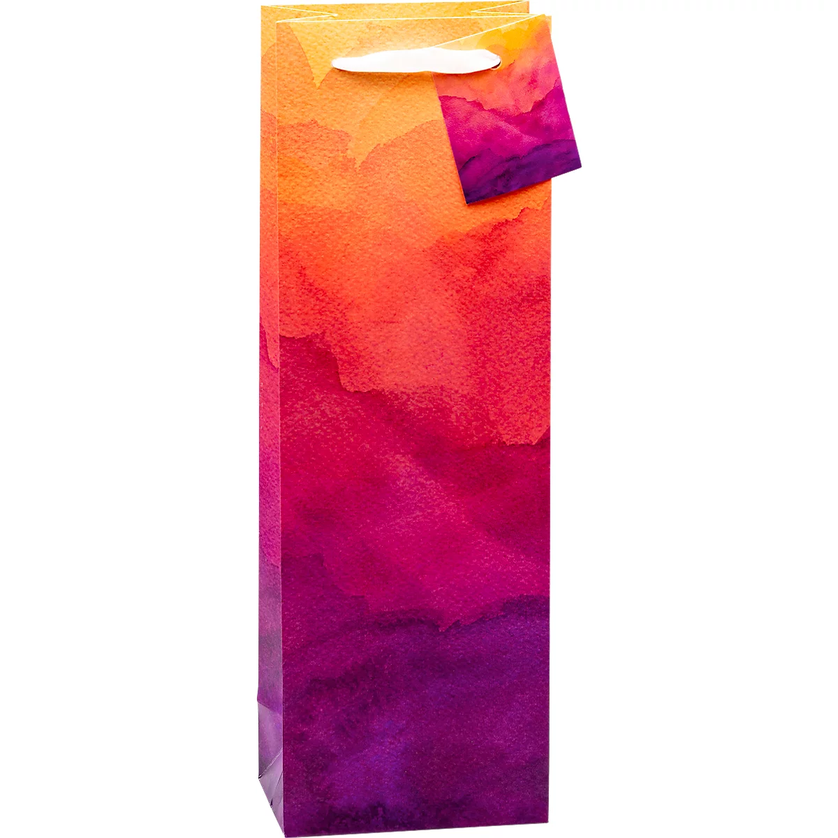 Flaschentasche TSI Abendrot, für Wein- und Sektflaschen, mit Trageband und Beschriftungskärtchen, B 120 x T 80 x H 360 mm, PP-Folie, orange-rot, 6 Stück