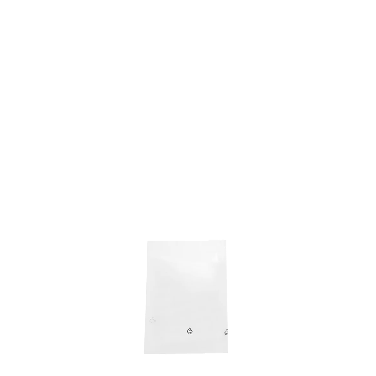 White rectangular object with a small triangle and a dot on it.