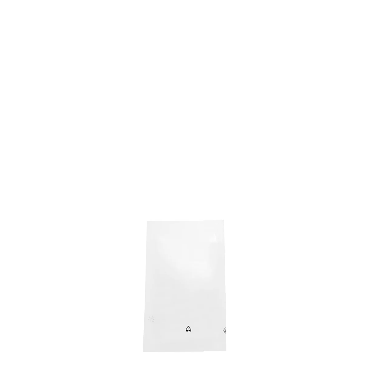 A white, rectangular product against a white background. Small gray symbols at the bottom.