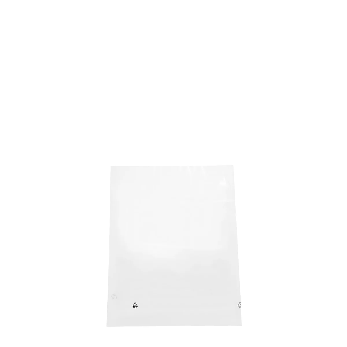 White paper. Small silver details at the bottom.