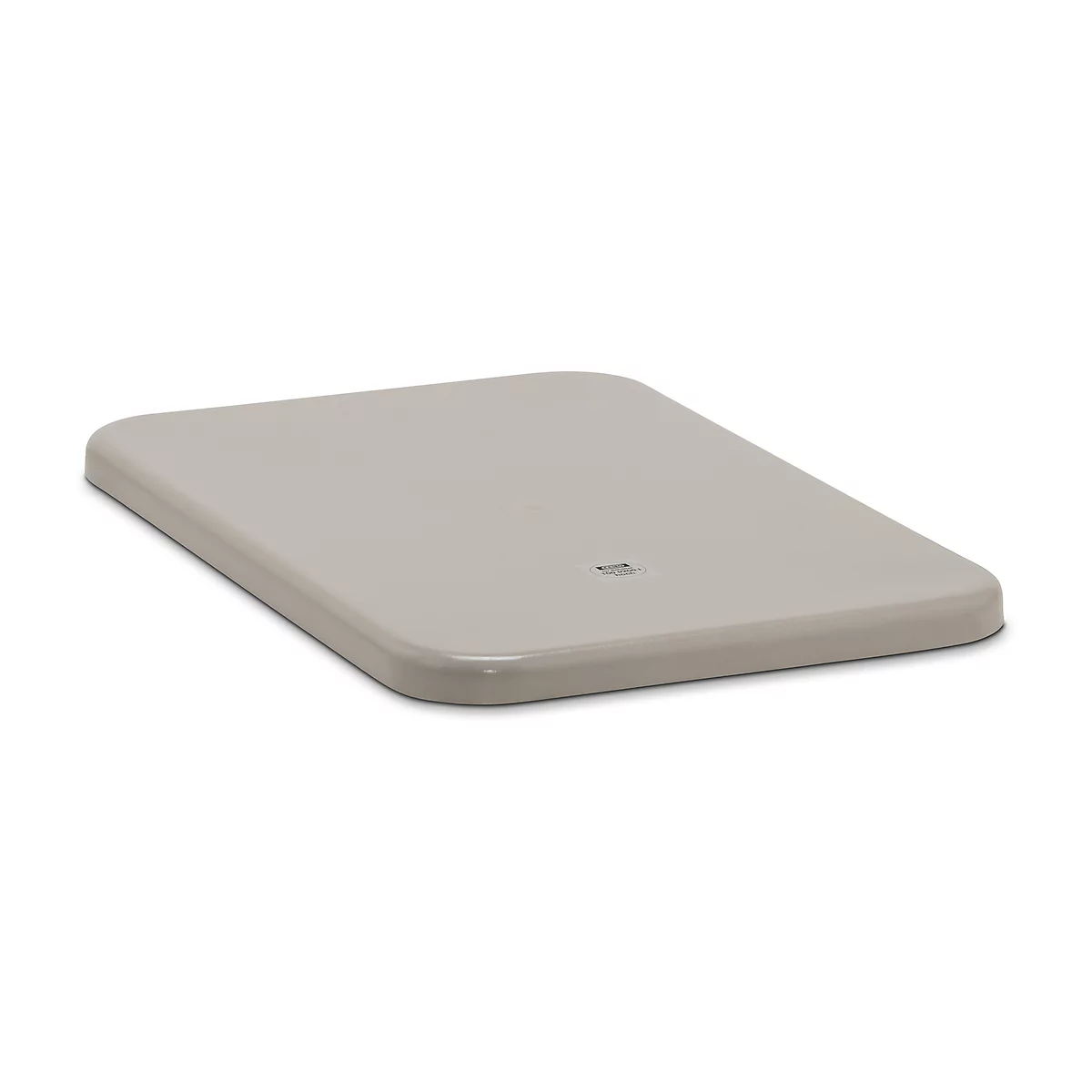 Rectangular gray charging station for an electronic device. Rounded edges, small indicator.