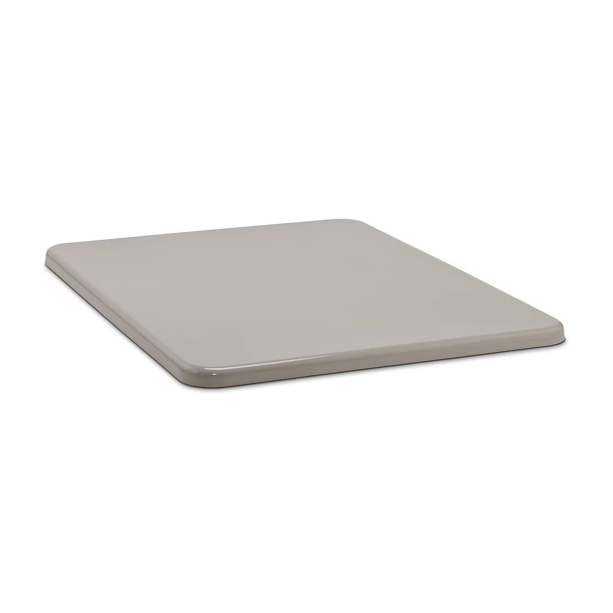 A light grey, square tray, photographed slightly diagonally from above.