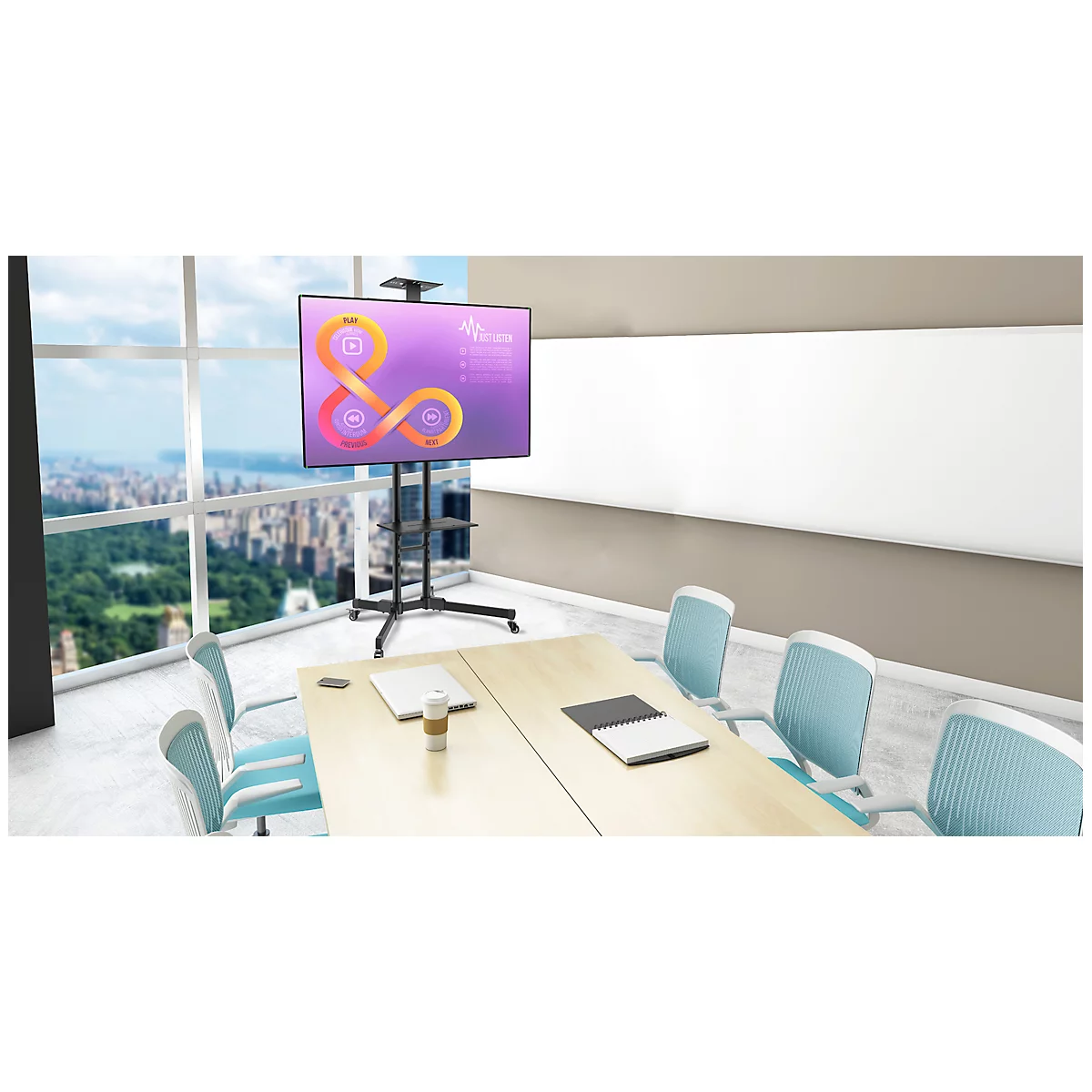 Flatscreen-vloerstandaard NewStar PLASMA-M1700E tot 55', in hoogte verstelbaar, 15° kantelbaar, zwart