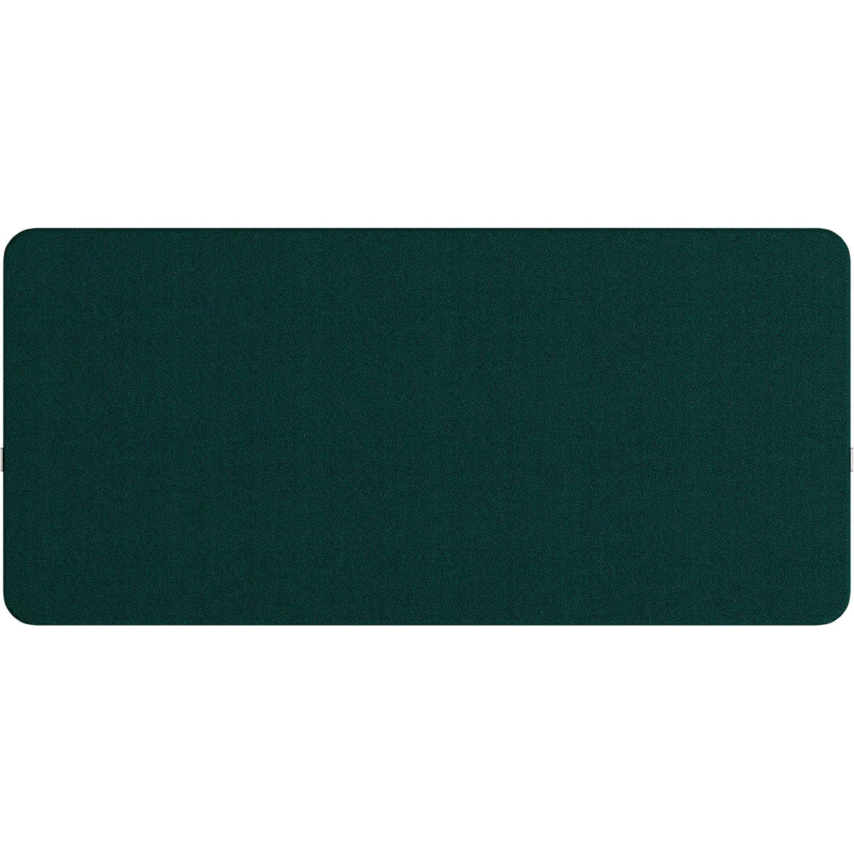 Donkergroen rechthoekig textiel oppervlak met afgeronde hoeken.