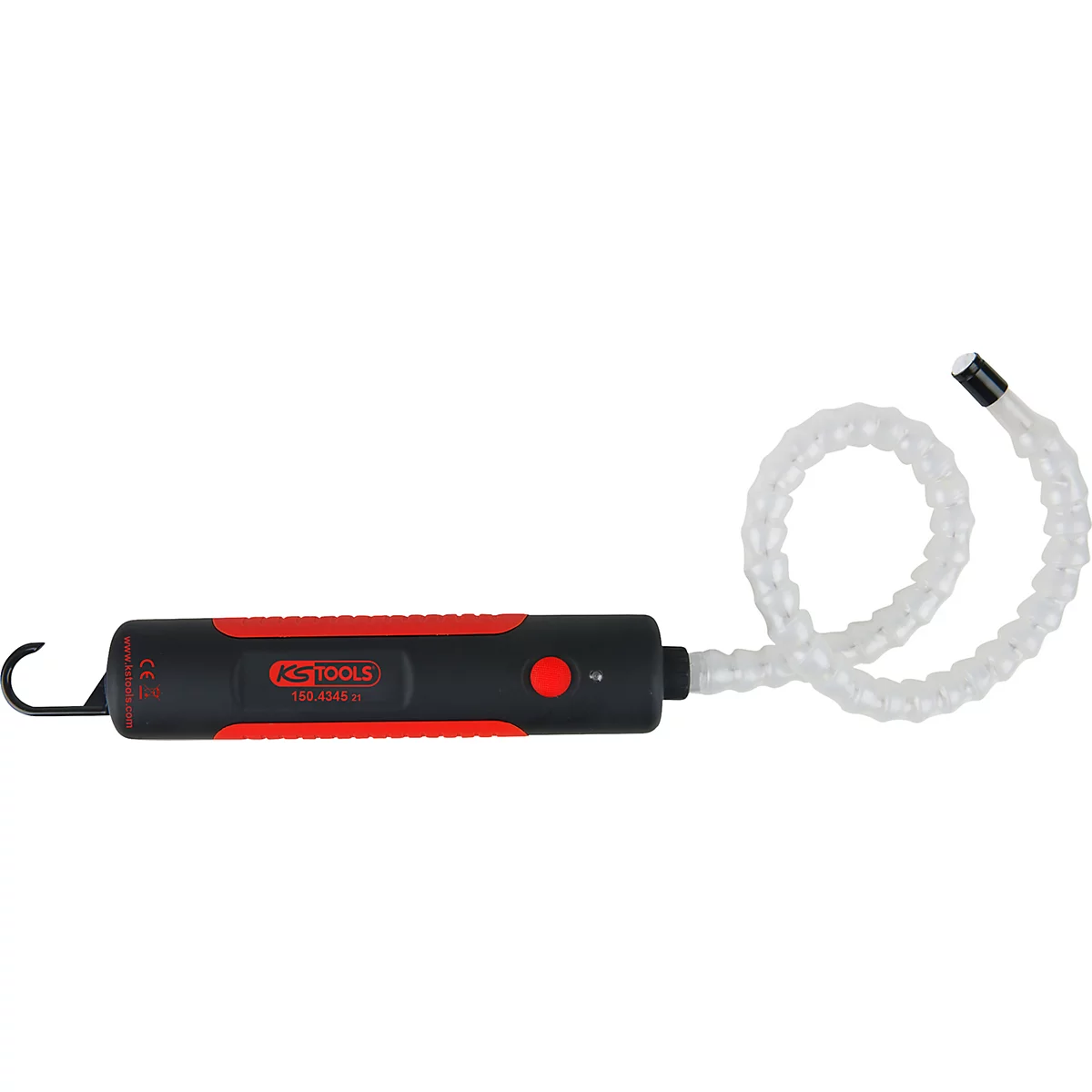 Werkzeug mit flexiblem Hals und Haken, roter Knopf und schwarzem Griff, Hersteller KS TOOLS.