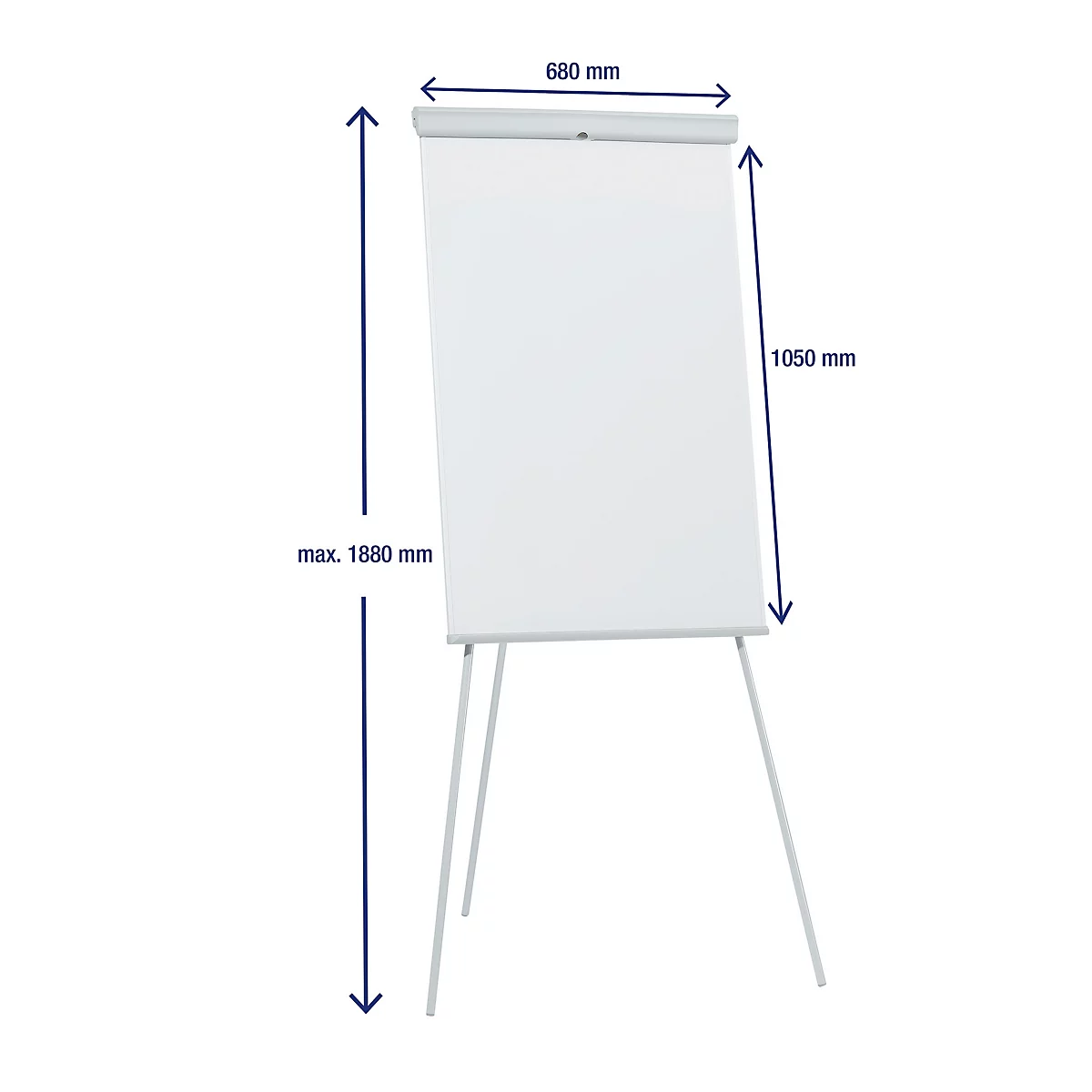 Flipchart Franken X-tra!Line Standard, höhenverstellbar, Schnellwechselhalterung, Ablageschale, magnethaftende Tafel mit B 680 x H 1050 mm, hellgrau