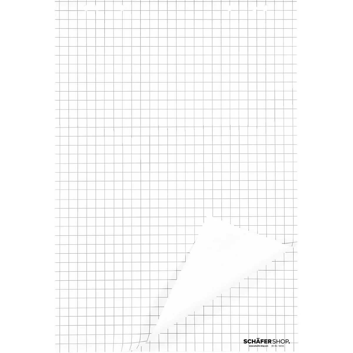 Square grid paper, corner folded up. The Schäfer Shop logo is in the bottom right corner.