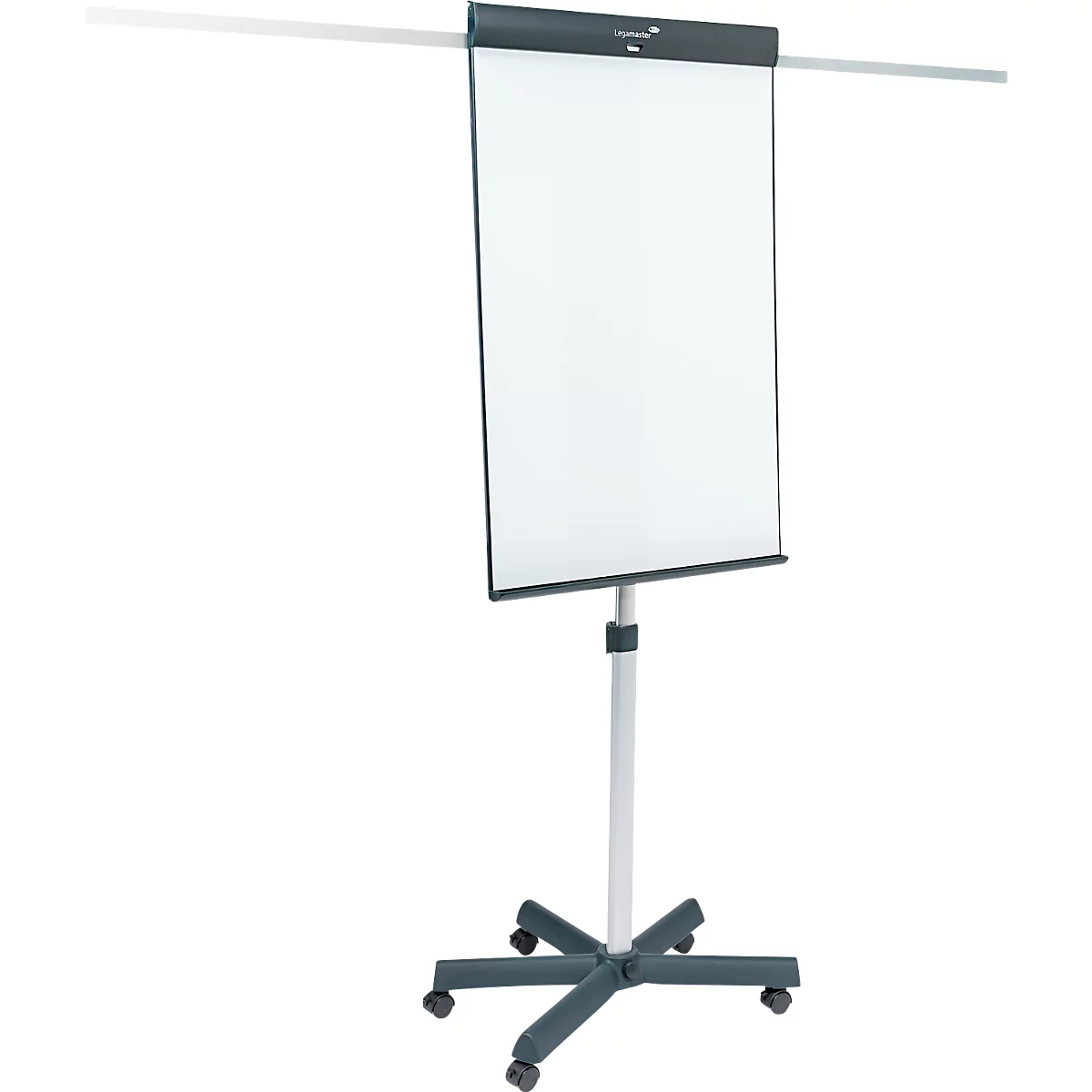 Flipchart mobile Legamaster Sketch Pro, tableau magnétique, réglable en hauteur, 2 bras latéraux, pied en étoile, kit de démarrage inclus, L 680 x H 1050 mm, noir et blanc