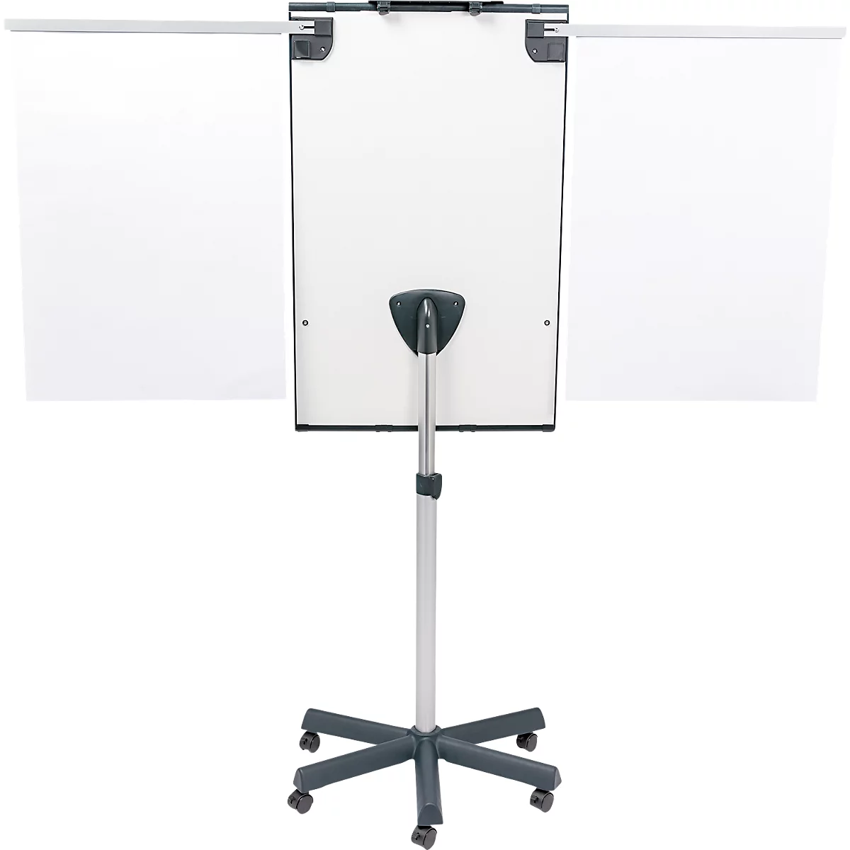Flipchart mobile Legamaster Sketch Pro, tableau magnétique, réglable en hauteur, 2 bras latéraux, pied en étoile, kit de démarrage inclus, L 680 x H 1050 mm, noir et blanc