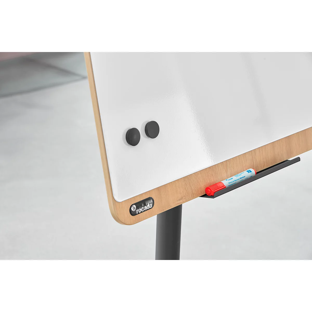 Flipchart Rocada Natural Mobil, tableau en acier, cadre imitation bois, avec roulettes