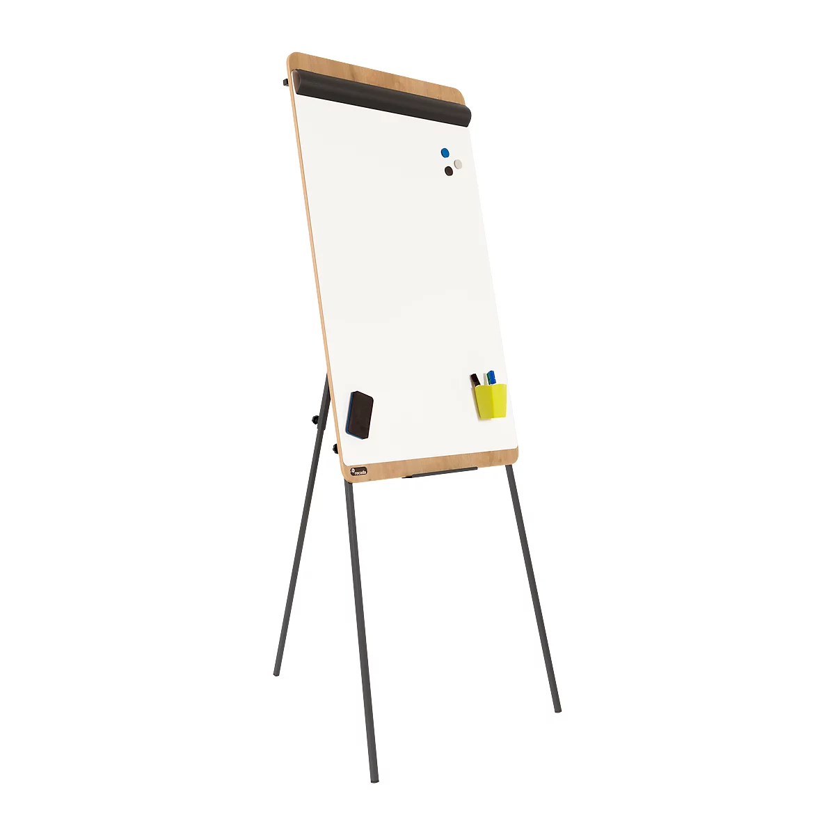 Flipchart Rocada Natural statief, stalen bord, frame met houtlook, statiefstandaard