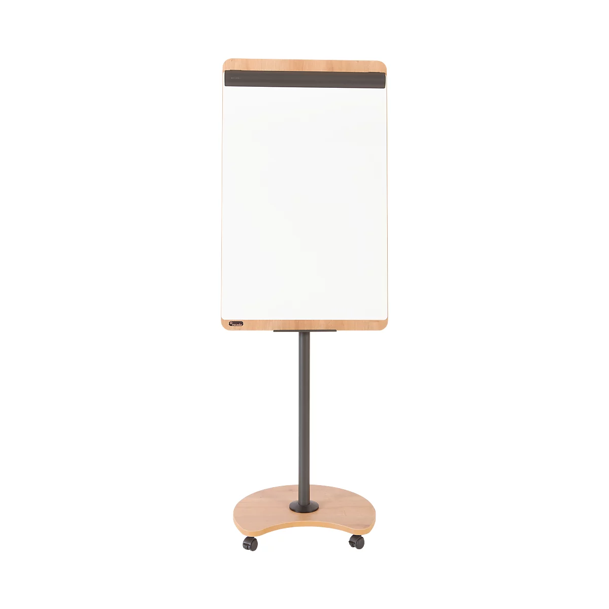Flipchart Rocada Natural Verrijdbaar, stalen bord, frame in houtlook, met wielen