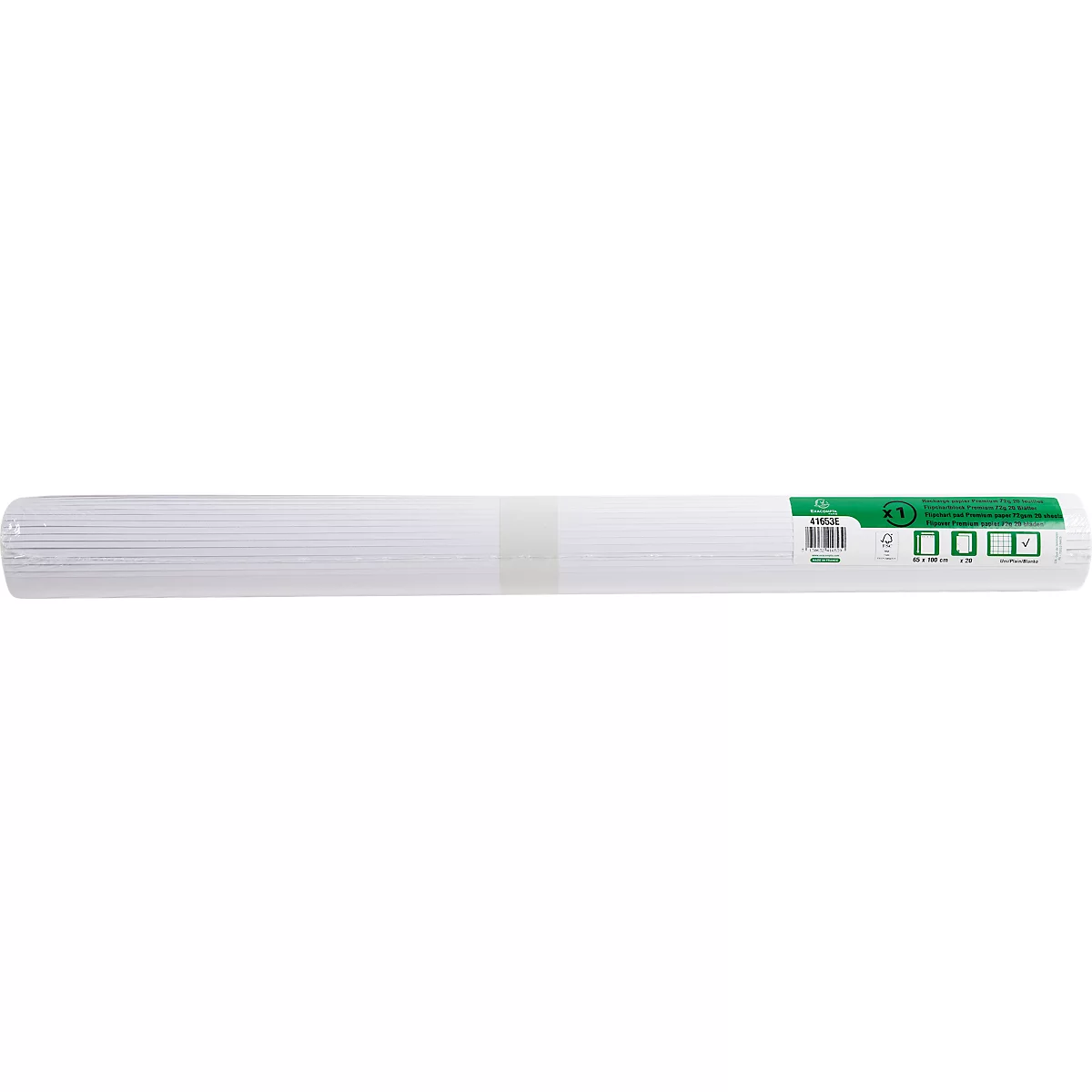 Flipchartpapier Exacompta, B 650 x H 1000 mm, blanco, houtvrij papier, 72 g/m², wit, 5 losse rollen met elk 20 vellen